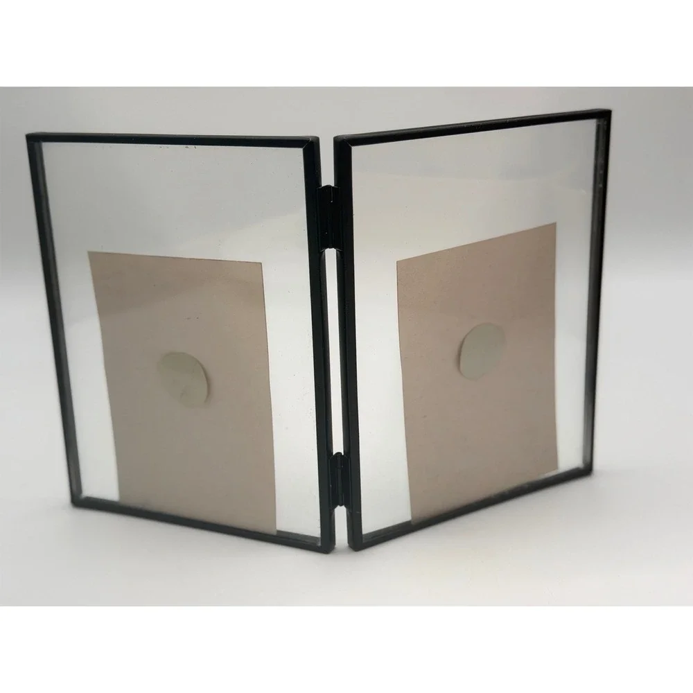 Fetco Black Metal Double Hinged Floating Picture Frame 3.5x5 Vertical Minimalist